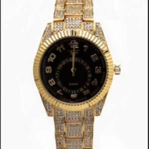 Black and gold watch